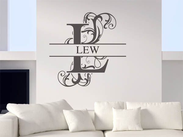 Wandtattoo verschnörkelter Buchstabe L mit Lew
