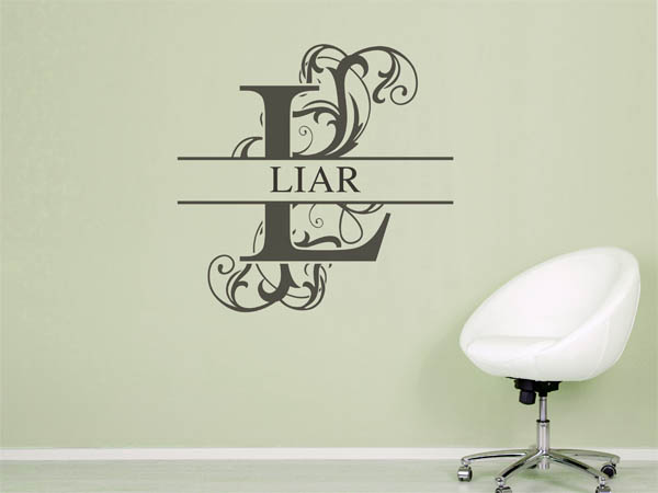 Wandtattoo verschnörkelter Buchstabe L mit Liar