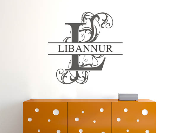 Wandtattoo verschnörkelter Buchstabe L mit Libannur