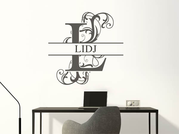 Wandtattoo verschnörkelter Buchstabe L mit Lidj