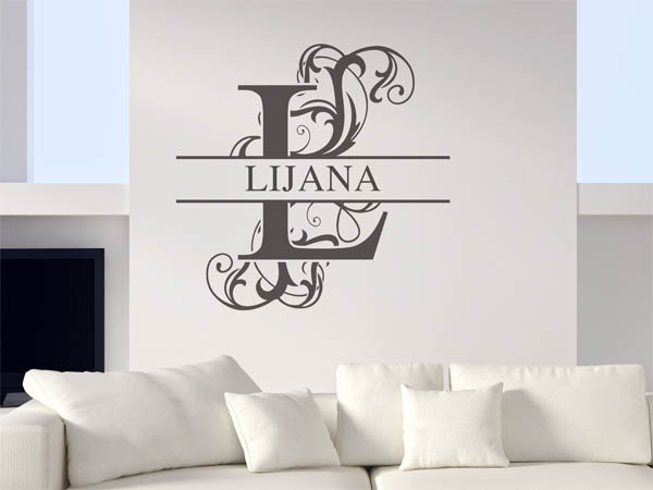 Wandtattoo verschnörkelter Buchstabe L mit Lijana