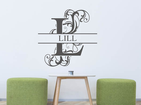 Wandtattoo verschnörkelter Buchstabe L mit Lill