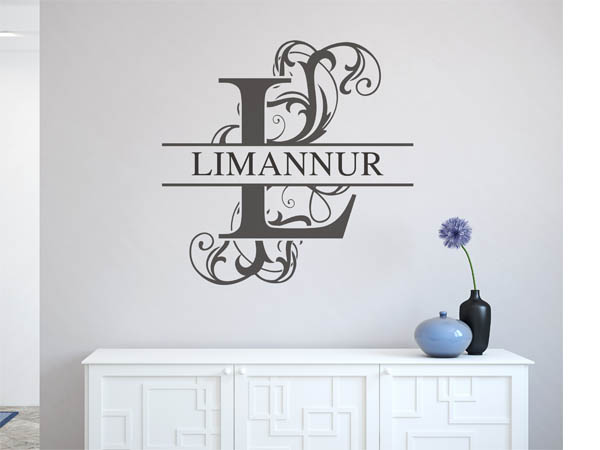 Wandtattoo verschnörkelter Buchstabe L mit Limannur