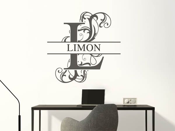 Wandtattoo verschnörkelter Buchstabe L mit Limon