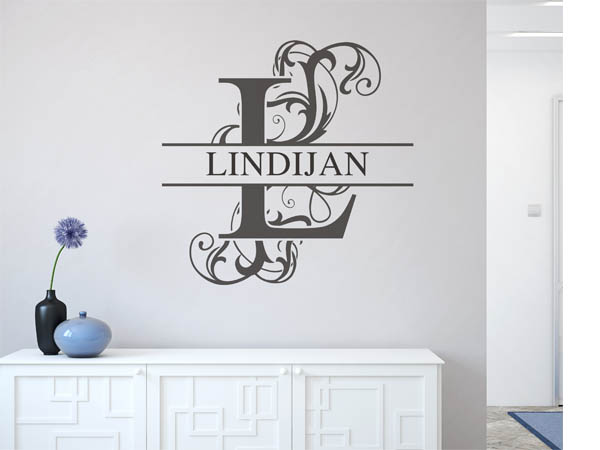 Wandtattoo verschnörkelter Buchstabe L mit Lindijan