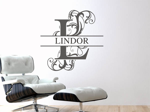 Wandtattoo verschnörkelter Buchstabe L mit Lindor