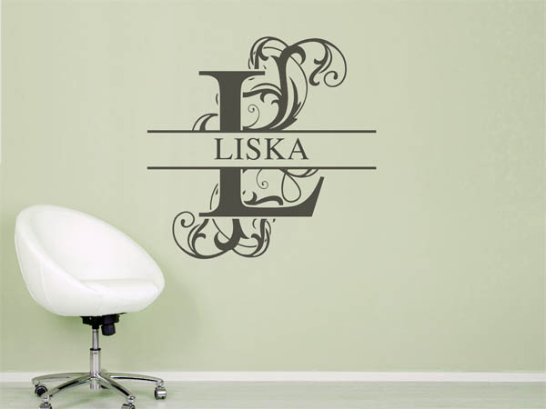 Wandtattoo verschnörkelter Buchstabe L mit Liska
