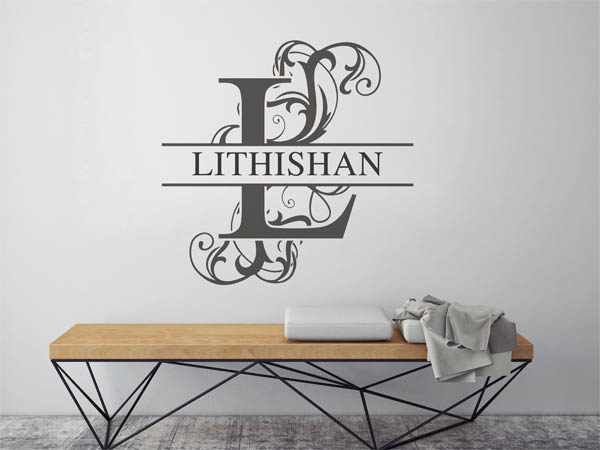 Wandtattoo verschnörkelter Buchstabe L mit Lithishan