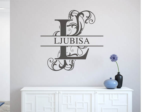 Wandtattoo verschnörkelter Buchstabe L mit Ljubisa