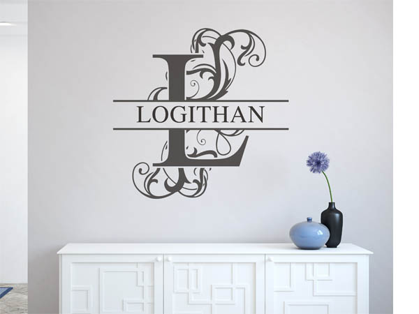 Wandtattoo verschnörkelter Buchstabe L mit Logithan