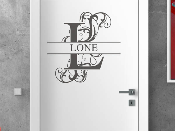 Wandtattoo verschnörkelter Buchstabe L mit Lone