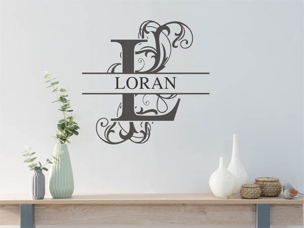 Wandtattoo verschnörkelter Buchstabe L mit Loran