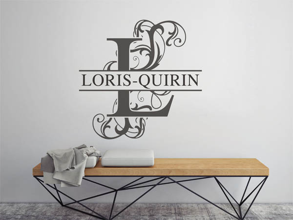 Wandtattoo verschnörkelter Buchstabe L mit Loris-Quirin