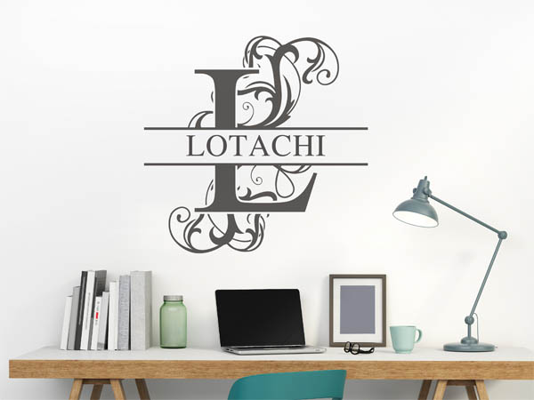 Wandtattoo verschnörkelter Buchstabe L mit Lotachi