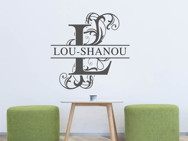 Wandtattoo verschnörkelter Buchstabe L mit Lou-Shanou