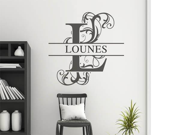 Wandtattoo verschnörkelter Buchstabe L mit Lounes