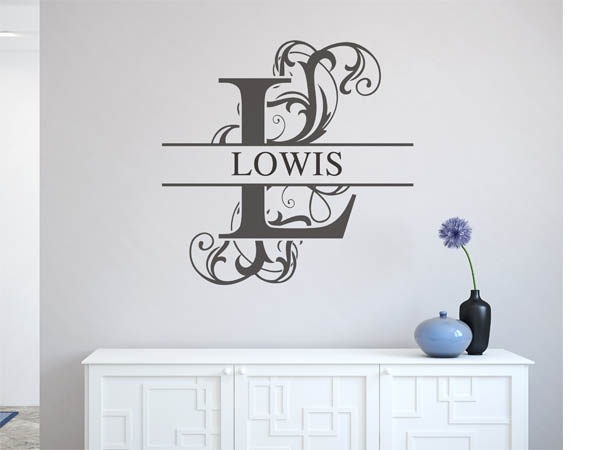 Wandtattoo verschnörkelter Buchstabe L mit Lowis