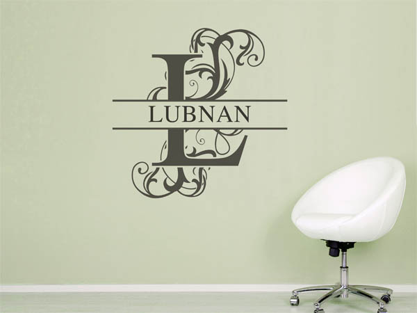Wandtattoo verschnörkelter Buchstabe L mit Lubnan