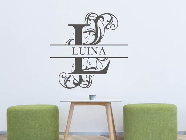Wandtattoo verschnörkelter Buchstabe L mit Luina