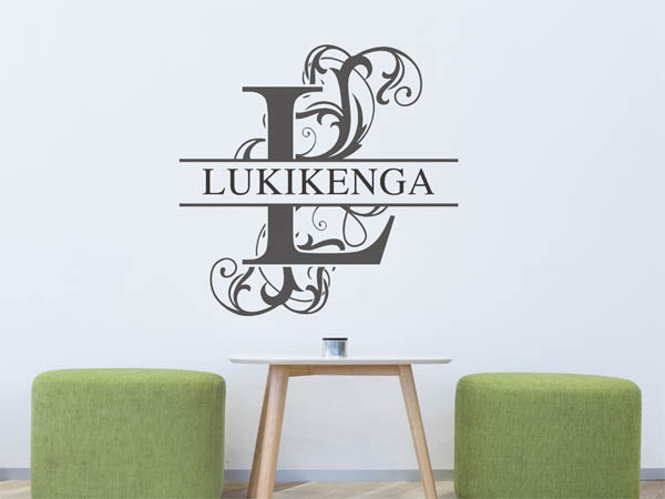 Wandtattoo verschnörkelter Buchstabe L mit Lukikenga