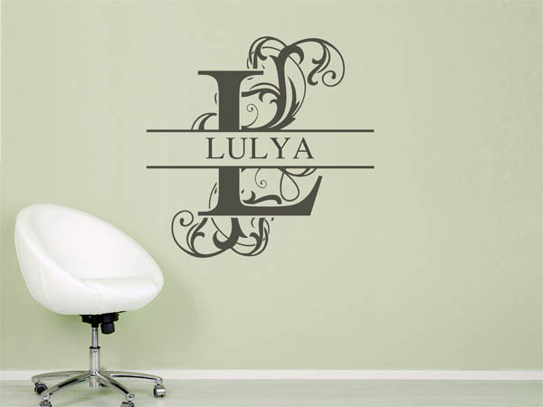 Wandtattoo verschnörkelter Buchstabe L mit Lulya