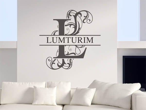 Wandtattoo verschnörkelter Buchstabe L mit Lumturim