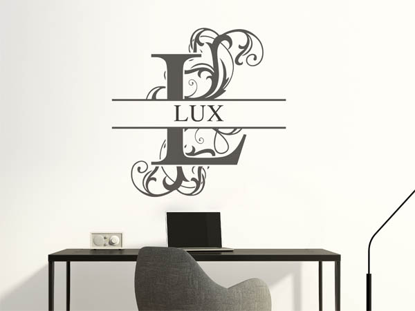 Wandtattoo verschnörkelter Buchstabe L mit Lux