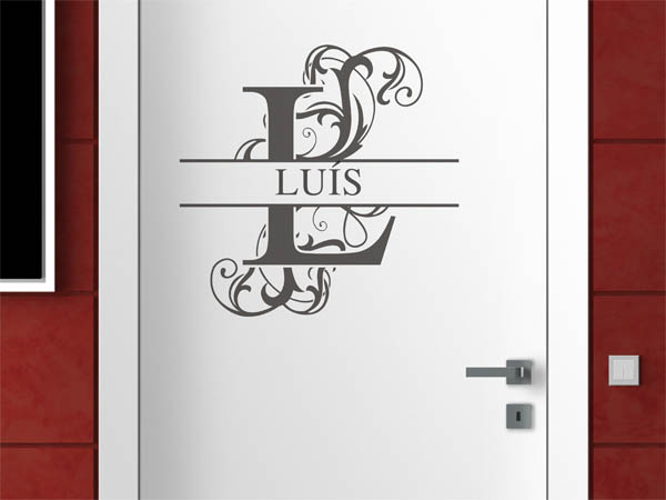 Wandtattoo verschnörkelter Buchstabe L mit Luís
