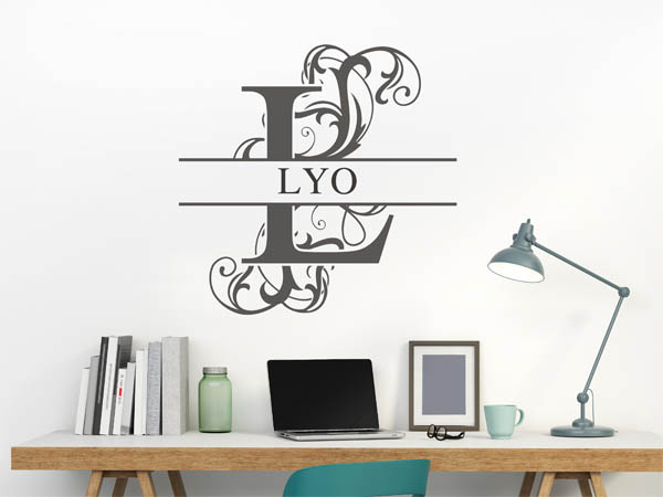 Wandtattoo verschnörkelter Buchstabe L mit Lyo