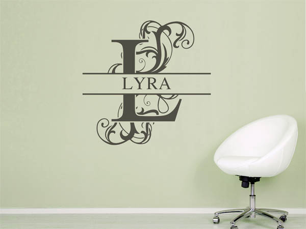 Wandtattoo verschnörkelter Buchstabe L mit Lyra