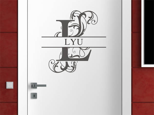 Wandtattoo verschnörkelter Buchstabe L mit Lyu