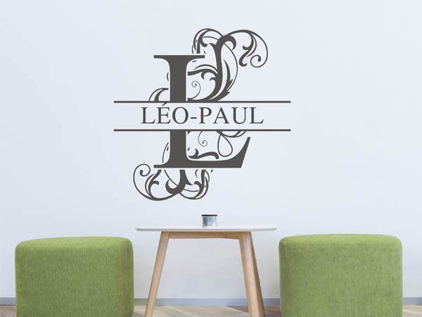 Wandtattoo verschnörkelter Buchstabe L mit Léo-Paul