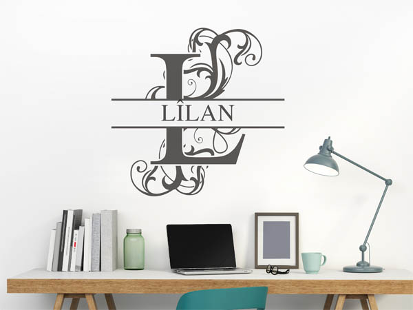 Wandtattoo verschnörkelter Buchstabe L mit Lîlan