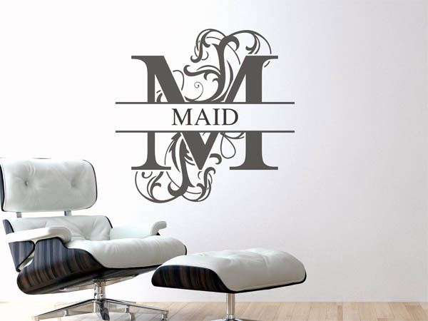 Wandtattoo verschnörkelter Buchstabe M mit Maid