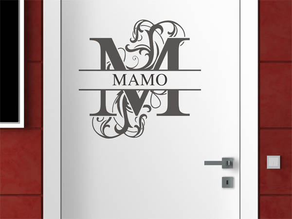 Wandtattoo verschnörkelter Buchstabe M mit Mamo