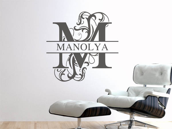 Wandtattoo verschnörkelter Buchstabe M mit Manolya