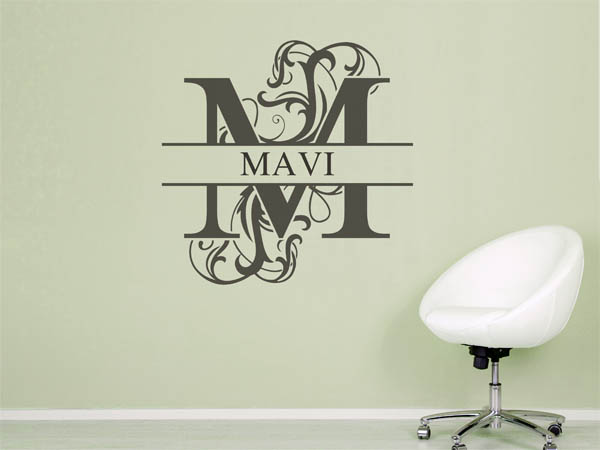 Wandtattoo verschnörkelter Buchstabe M mit Mavi