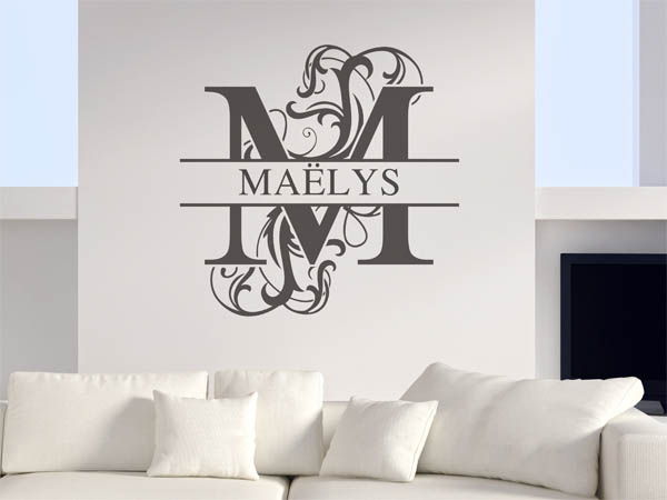 Wandtattoo verschnörkelter Buchstabe M mit Maëlys
