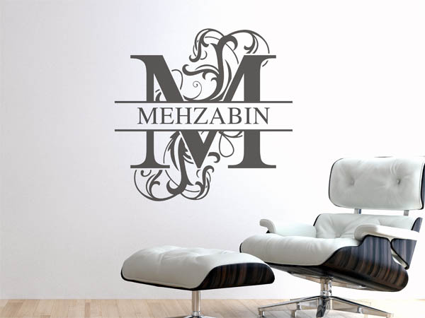 Wandtattoo verschnörkelter Buchstabe M mit Mehzabin