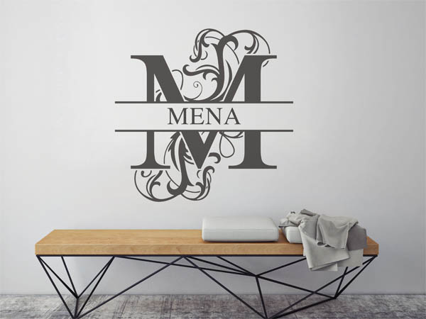 Wandtattoo verschnörkelter Buchstabe M mit Mena