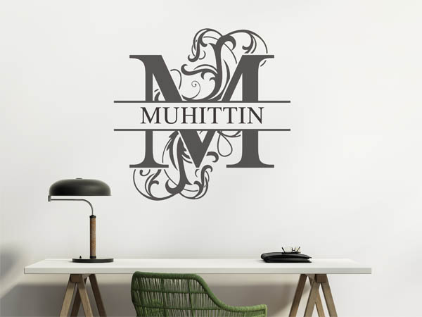 Wandtattoo verschnörkelter Buchstabe M mit Muhittin