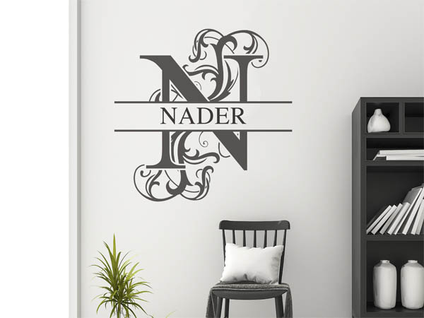 Wandtattoo verschnörkelter Buchstabe N mit Nader