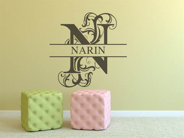 Wandtattoo verschnörkelter Buchstabe N mit Narin