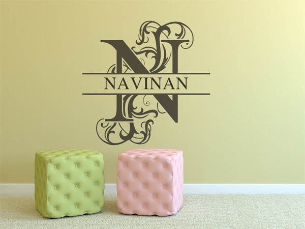 Wandtattoo verschnörkelter Buchstabe N mit Navinan