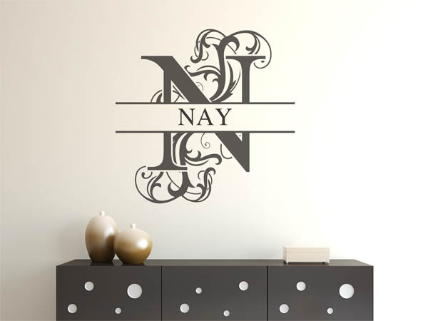 Wandtattoo verschnörkelter Buchstabe N mit Nay