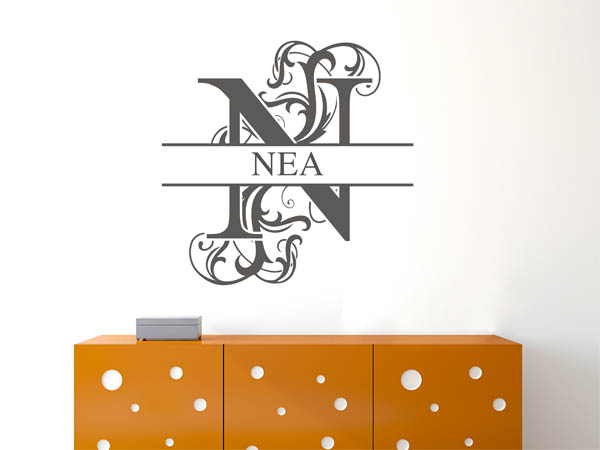 Wandtattoo verschnörkelter Buchstabe N mit Nea