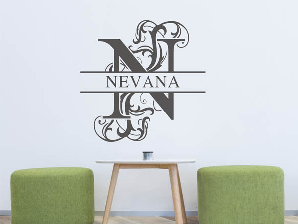 Wandtattoo verschnörkelter Buchstabe N mit Nevana