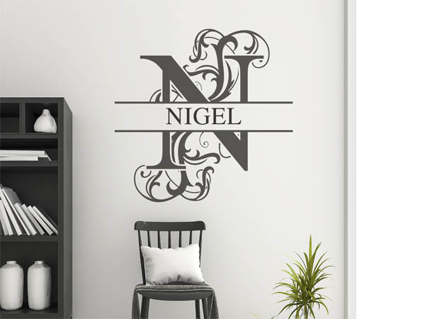 Wandtattoo verschnörkelter Buchstabe N mit Nigel