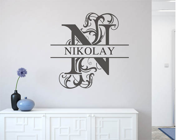 Wandtattoo verschnörkelter Buchstabe N mit Nikolay
