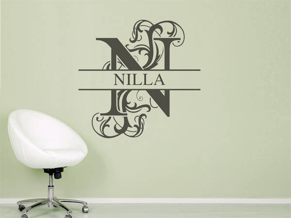 Wandtattoo verschnörkelter Buchstabe N mit Nilla